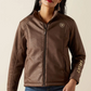 10062795 Ariat Women's Logo Softshell Faux Leather Jacket Brown Faux Leather