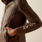 10062795 Ariat Women's Logo Softshell Faux Leather Jacket Brown Faux Leather