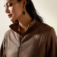 10062795 Ariat Women's Logo Softshell Faux Leather Jacket Brown Faux Leather