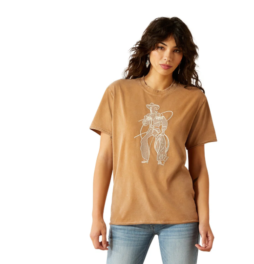 10062917 Ariat Women's Buckaroo SS Tee Toasted Coconut Mineral Wash