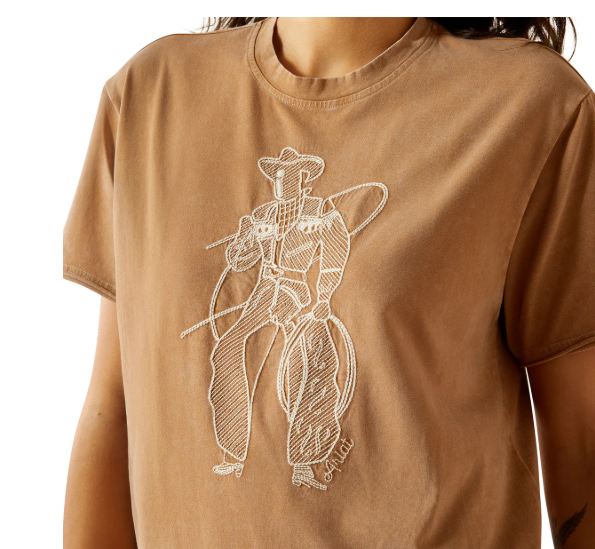 10062917 Ariat Women's Buckaroo SS Tee Toasted Coconut Mineral Wash