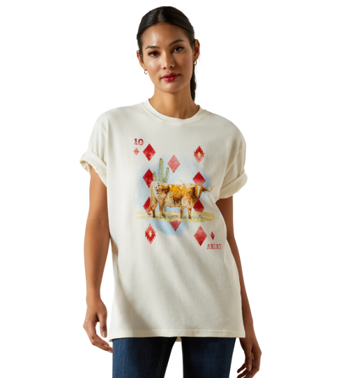 10062805 Ariat Women's Aces SS Tee Papyrus