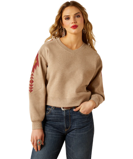 10062798 Ariat Women's Tatonka Sweatshirt Brown Heather