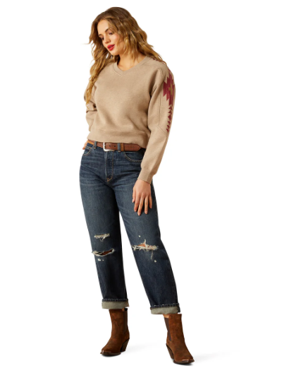 10062798 Ariat Women's Tatonka Sweatshirt Brown Heather