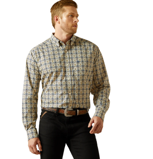 10062192 Ariat Men's Wrinkle Free Damon LS Shirt Cream
