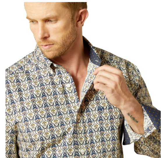 10062192 Ariat Men's Wrinkle Free Damon LS Shirt Cream