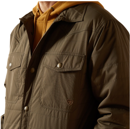 10062512 Ariat Men's Quilted Shirt Jacket Dark Green