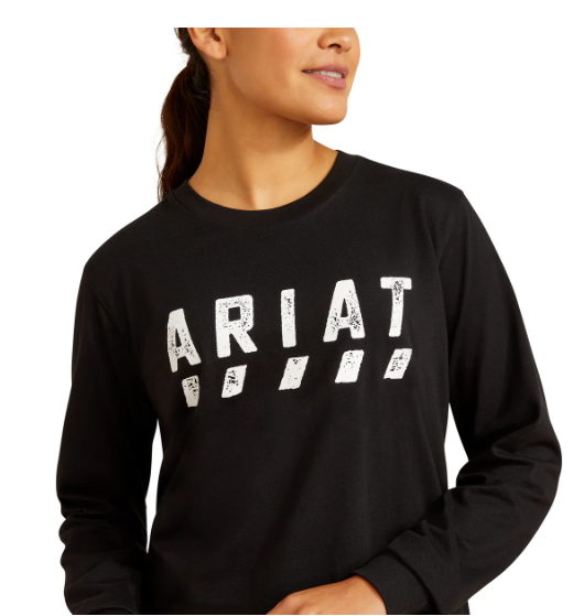 10062781 Ariat Women's Rebar Cotton Strong Logo LS Tee Black