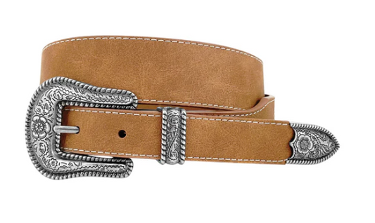 8874790 Roper Women's Tan Tapered Belt - Genuine Leather with Three Piece Buckle Set