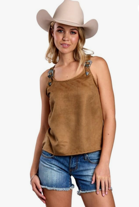 03-052-0539-2061 Roper Women's Five Star Collection Sleeveless tank Solid Brown