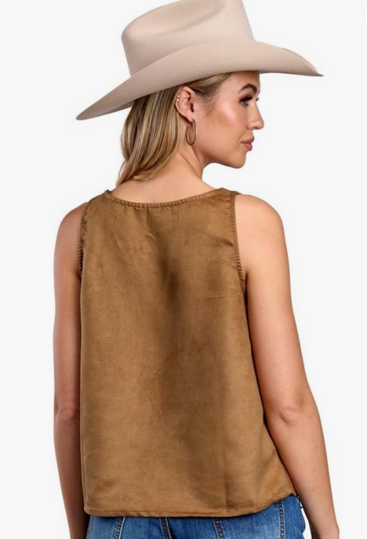 03-052-0539-2061 Roper Women's Five Star Collection Sleeveless tank Solid Brown