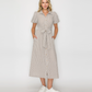 LWD2917_BRO Tortilla Stripe Gingham Dress