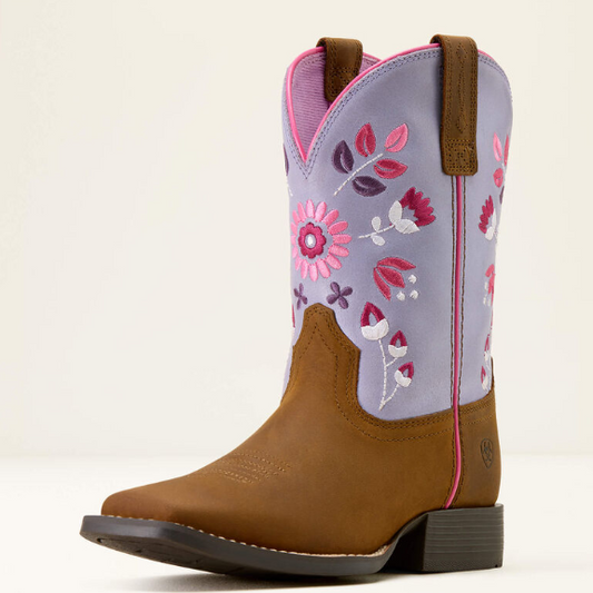 10074202 Ariat Kid's Wild Bloom West Distressed Brown/Mystic Lavender
