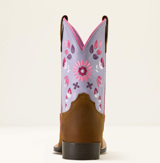 10074202 Ariat Kid's Wild Bloom West Distressed Brown/Mystic Lavender