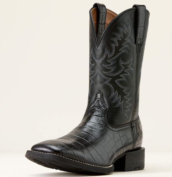 10074166 Ariat Men's Sport Latigo West Black Croc Print/Black Deertan