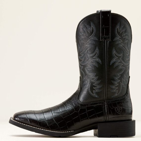 10074166 Ariat Men's Sport Latigo West Black Croc Print/Black Deertan