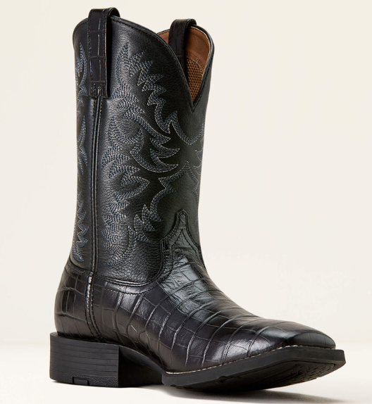 10074166 Ariat Men's Sport Latigo West Black Croc Print/Black Deertan