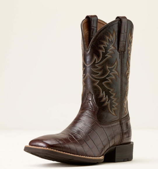 10074167 Ariat Men's Sport Latigo West Chocolate Croc Print/Bitter Chocolate