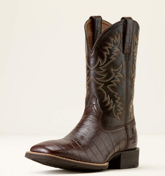 10074167 Ariat Men's Sport Latigo West Chocolate Croc Print/Bitter Chocolate