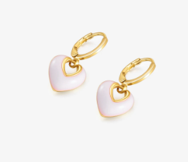 LS2021379-WHT Jules Heart White 18k Gold Plated Earrings