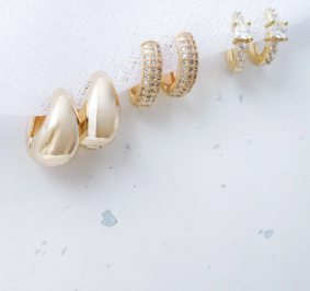 LSB2021406 Duet 18k Gold Plated Earrings Set