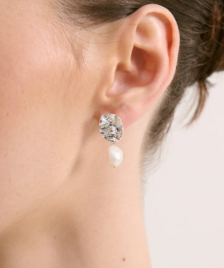 LS2021065-SIL Baroque Pearl Sterling Silver Plated Earrings