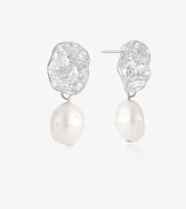 LS2021065-SIL Baroque Pearl Sterling Silver Plated Earrings