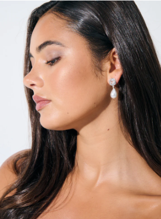 LS2021380-SIL Amelie Bridal Earrings In Silver Plated