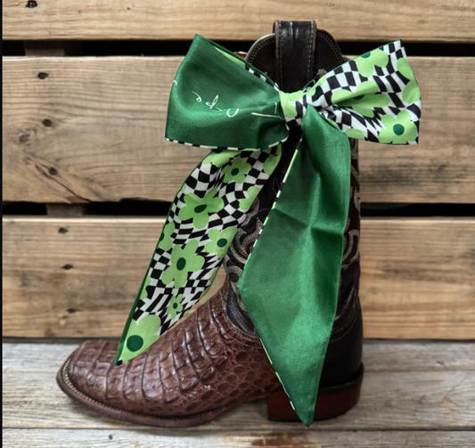 TW131 Cowgirl Necktie Green Western Skinny Mini Wild Rag