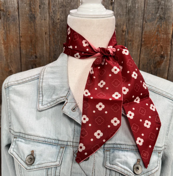 TW125 Cowgirl Necktie Burgundy Skinny Mini Wild Rag