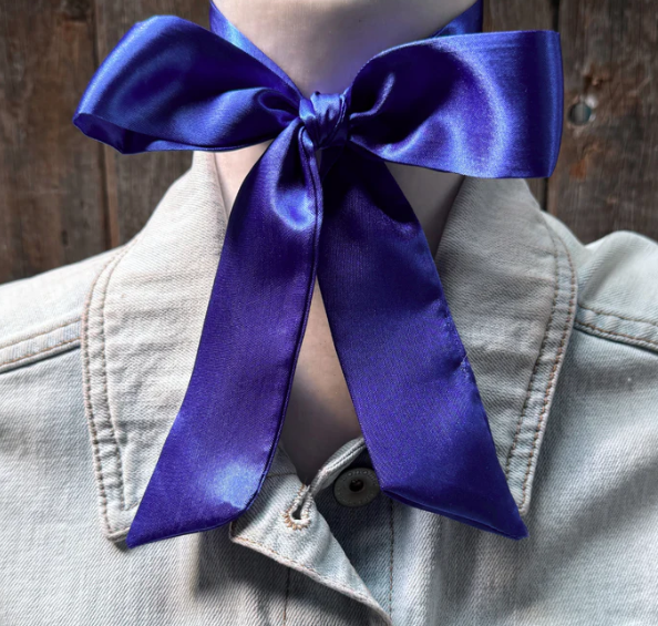 TW308 Cowgirl Necktie Electric Blue Skinny Mini Wild Rag