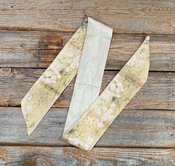 TW105 Cowgirl Necktie Green & Cream Skinny Mini Wild Rag