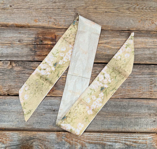 TW105 Cowgirl Necktie Green & Cream Skinny Mini Wild Rag