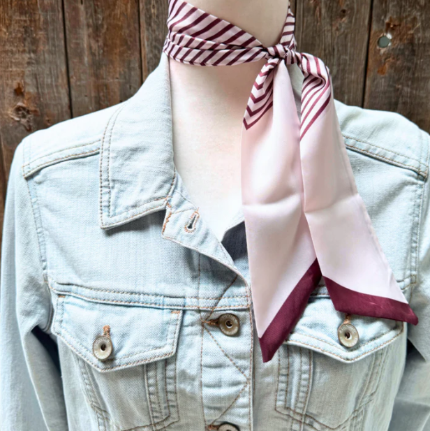 TW141 Cowgirl Necktie Burgundy & Cream Skinny Mini Wild Rag