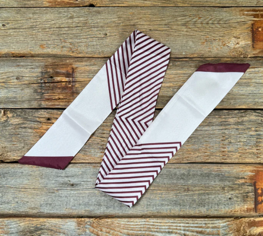 TW141 Cowgirl Necktie Burgundy & Cream Skinny Mini Wild Rag