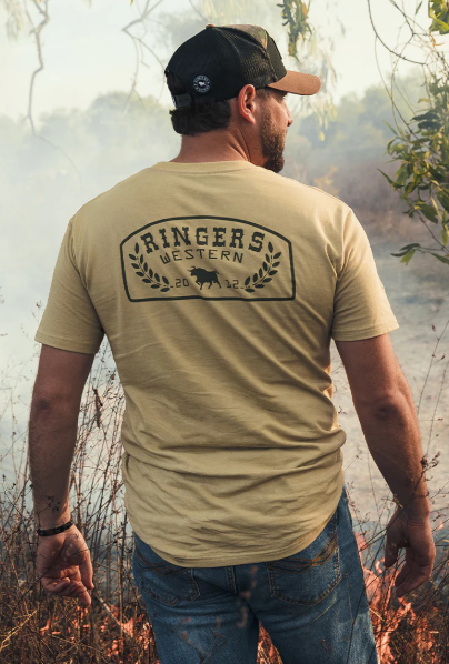 124034RW Ringer's Western Men's Country Goods Loose Fit Tee -Camel