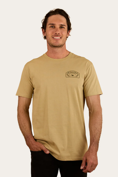 124034RW Ringer's Western Men's Country Goods Loose Fit Tee -Camel