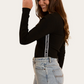 224030RW Ringer's Western Women's Laila Long Sleeve Rib Top Black