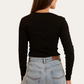 224030RW Ringer's Western Women's Laila Long Sleeve Rib Top Black