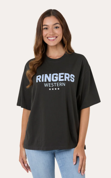 225240RW Ringer's Western Women's Traditions Oversized Tee Charcoal