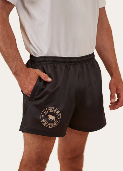 1230494RW-BLK Ringers Western Unisex Black Footy Shorts