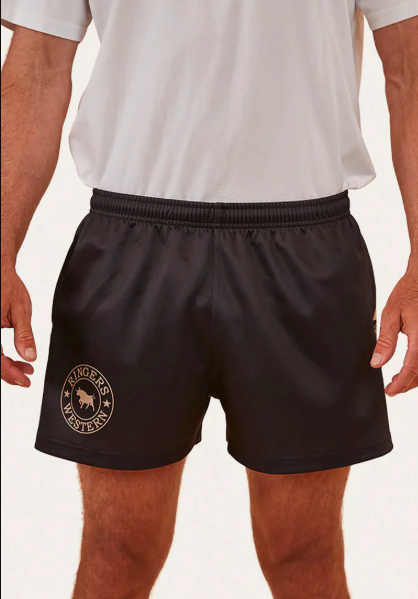 1230494RW-BLK Ringers Western Unisex Black Footy Shorts