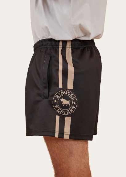 1230494RW-BLK Ringers Western Unisex Black Footy Shorts