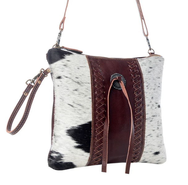 S-7370 Rosalinda Cross Stitched Leather & Hairon Bag