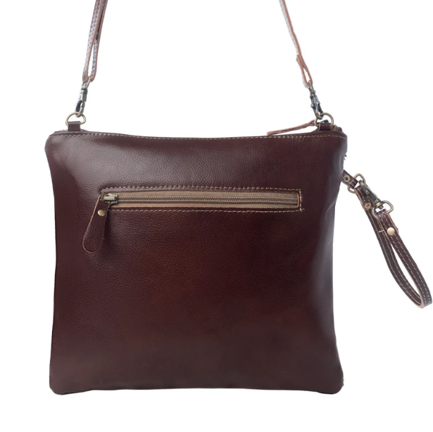 S-7370 Rosalinda Cross Stitched Leather & Hairon Bag