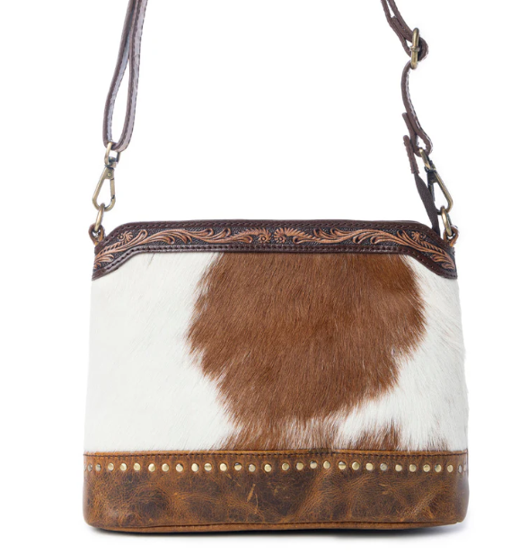 S-13801 Prairie Forge Studded Hairon Leather Bag in Rodeo Brown