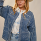 23883J Western Embroidery Denim Jacket