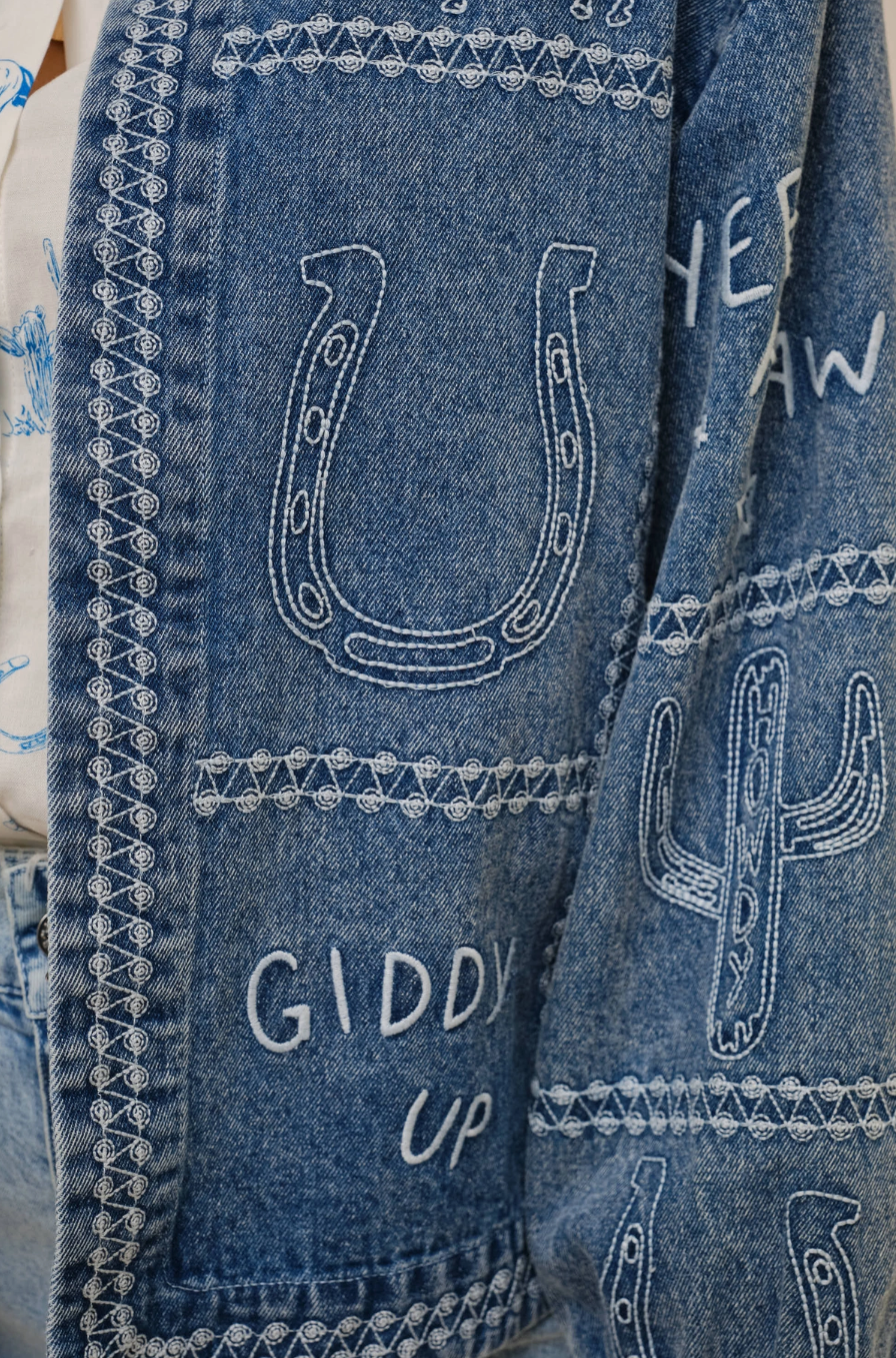23883J Western Embroidery Denim Jacket