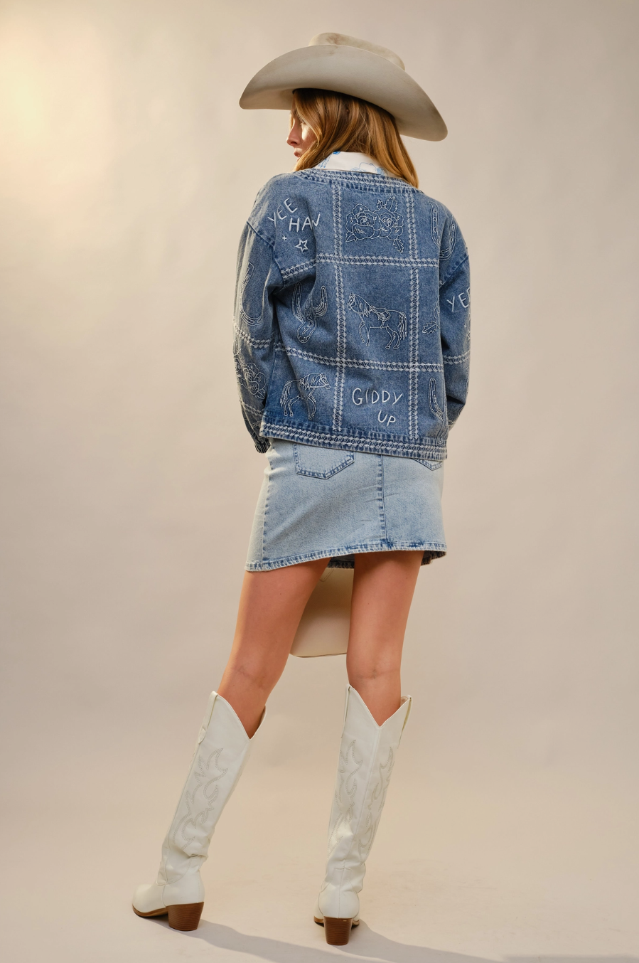 23883J Western Embroidery Denim Jacket