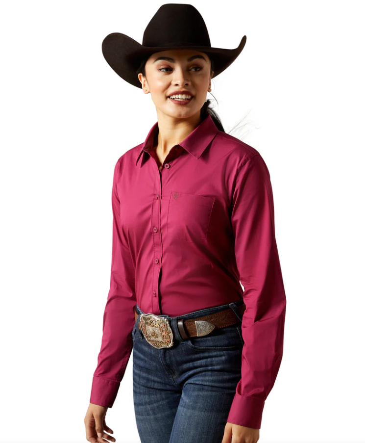 10065844 Ariat Women's Wrinkle Free Kirby LS Shirt Beaujolais